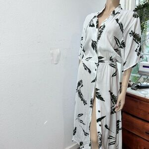 WARREN Z maxi button front leaf print dress size:14